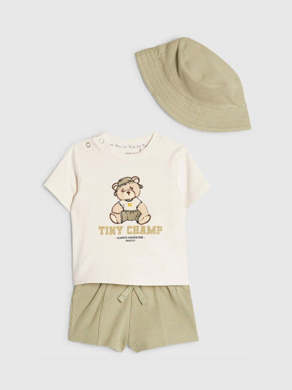 River Island Green Tiny Champ T-Shirt & Short Set image 1