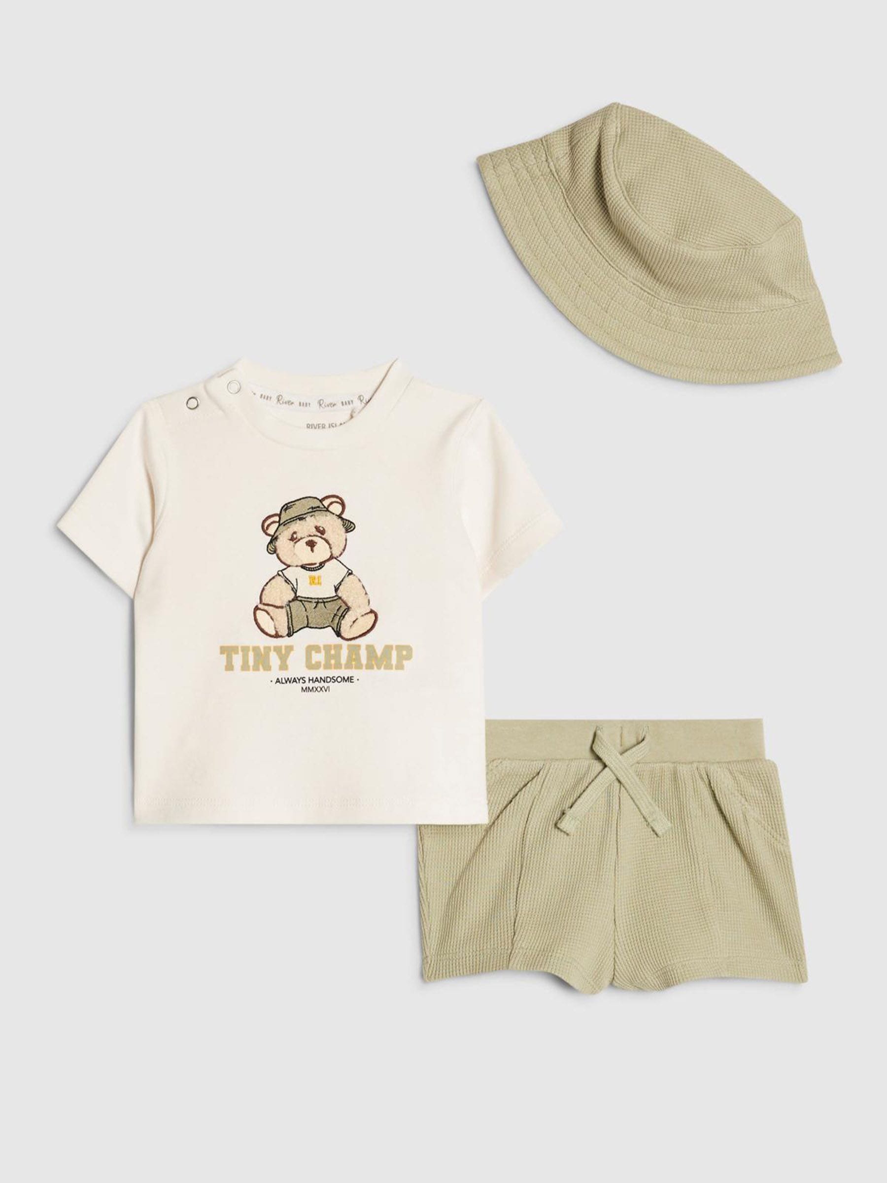 River Island Green Tiny Champ T-Shirt & Short Set image 2