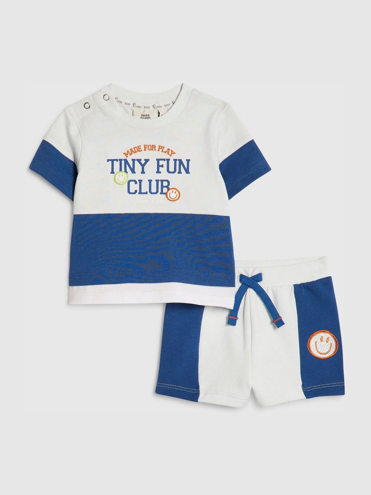 Dsiney Kidz - River Island Blue Tiny Fun Club T-Shirt & Short Set image 1