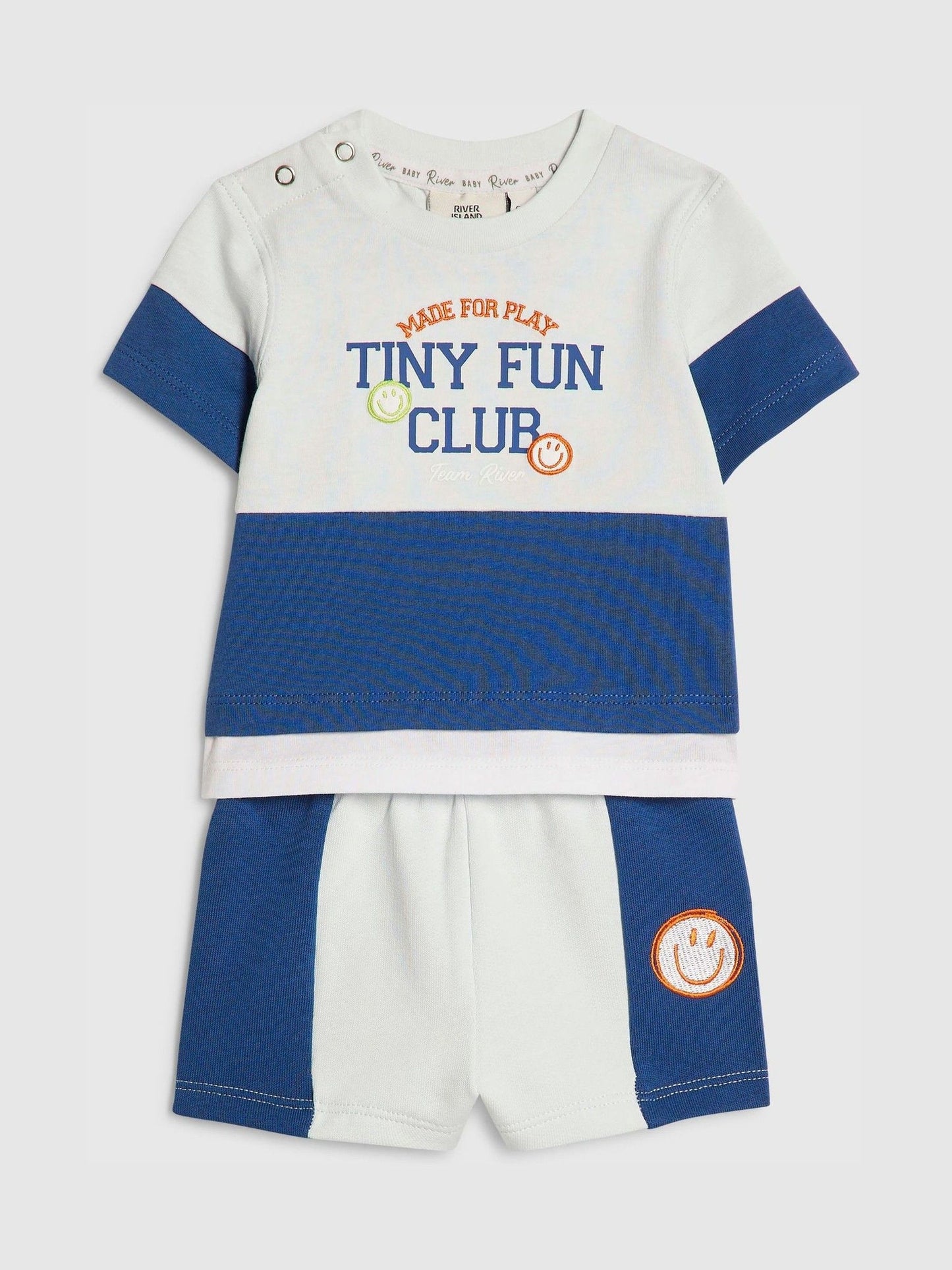 Dsiney Kidz - River Island Blue Tiny Fun Club T-Shirt & Short Set image 3