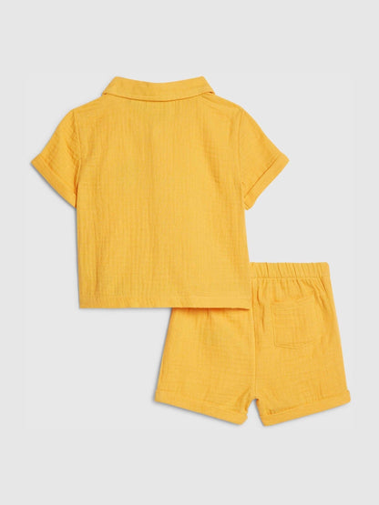 River Island Yellow Tiger Cheesecloth Shirt & Short Set image 2