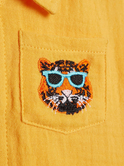 River Island Yellow Tiger Cheesecloth Shirt & Short Set image 5