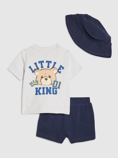 River Island Blue Little King Top & Short 3 Piece Set image 2
