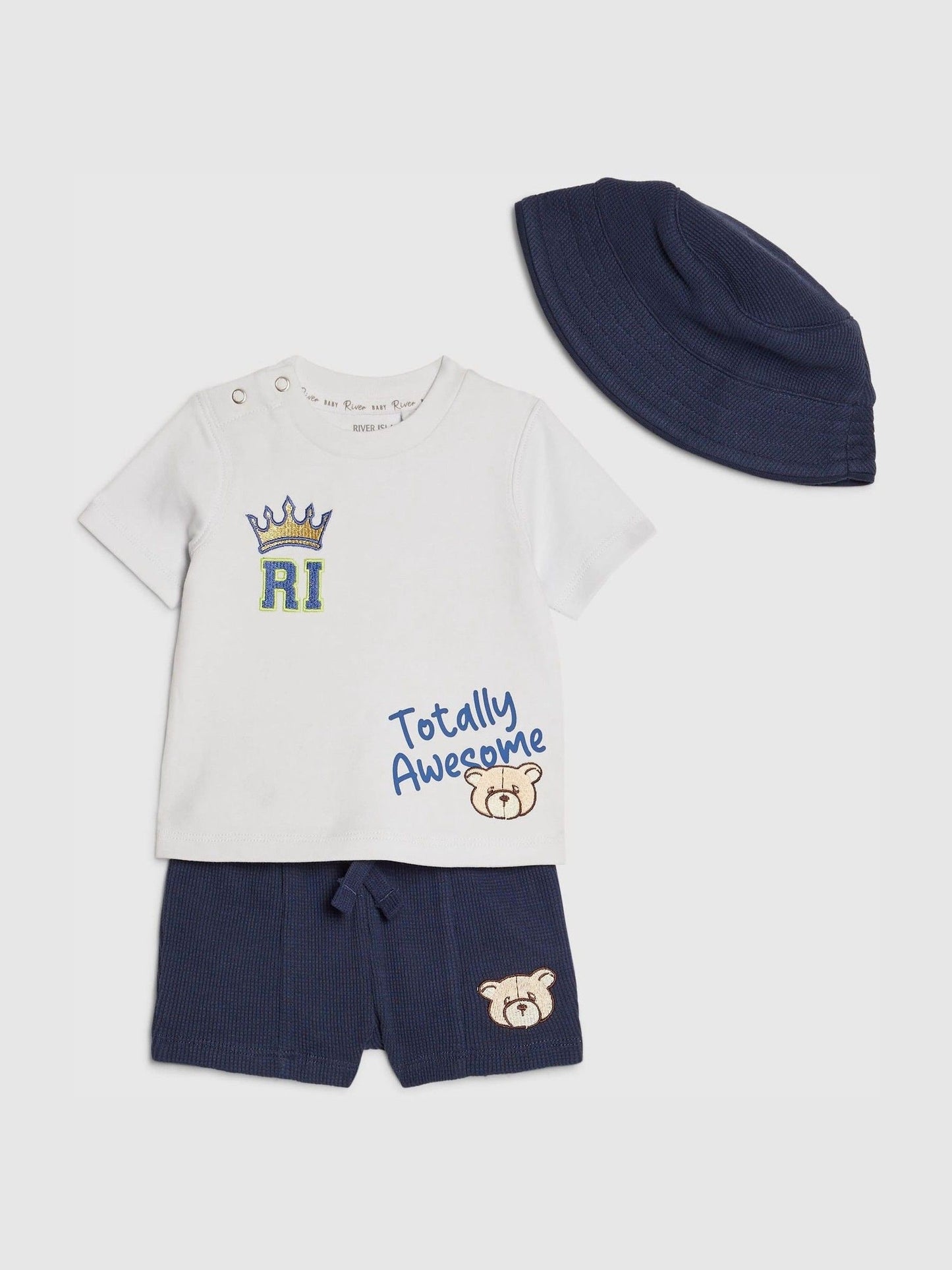 River Island Blue Little King Top & Short 3 Piece Set image 3