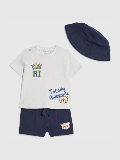 River Island Blue Little King Top & Short 3 Piece Set image 3