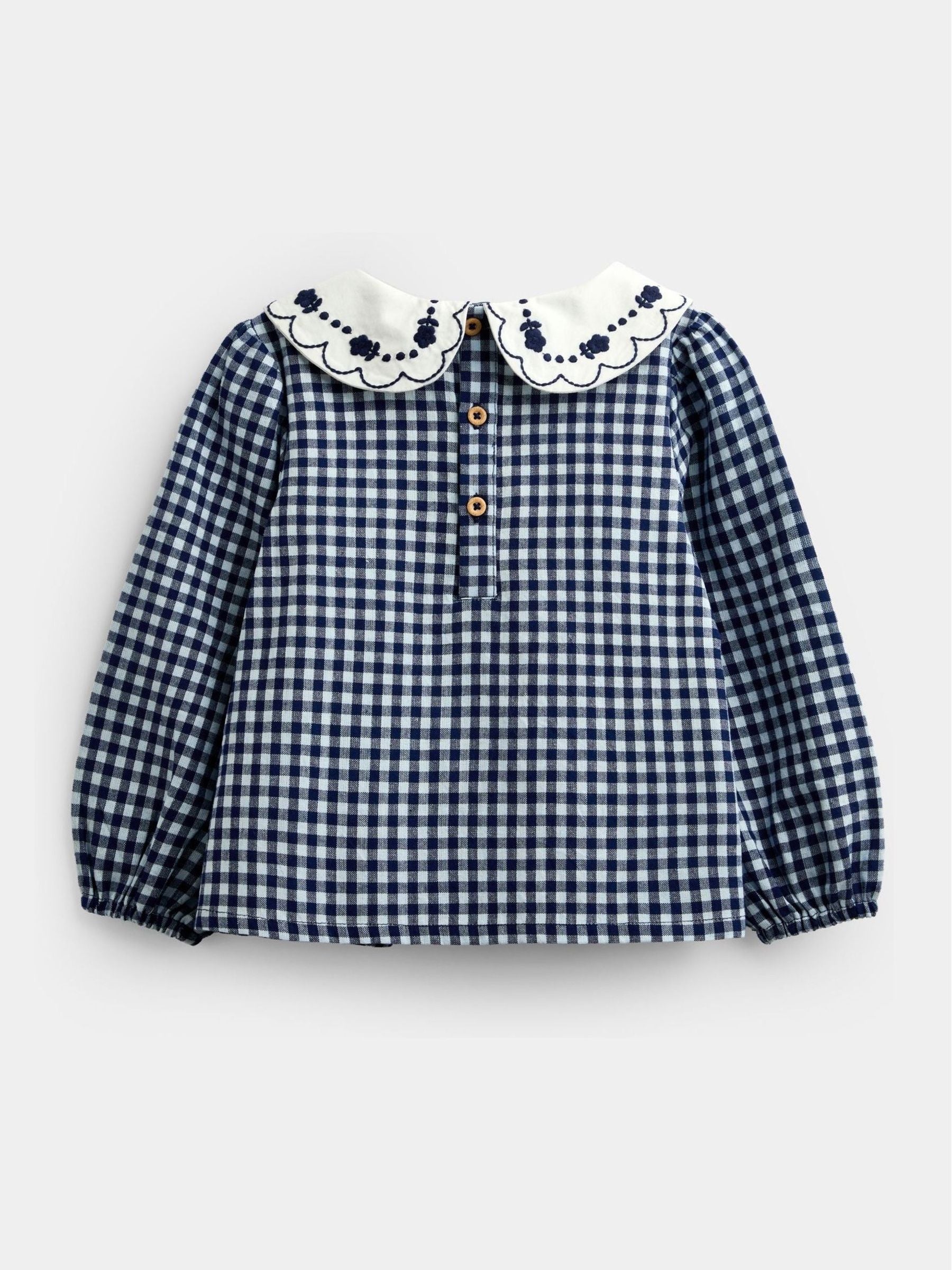 Dsiney Kidz - JoJo Maman Bébé Navy Blue Gingham Collared Blouse image 2