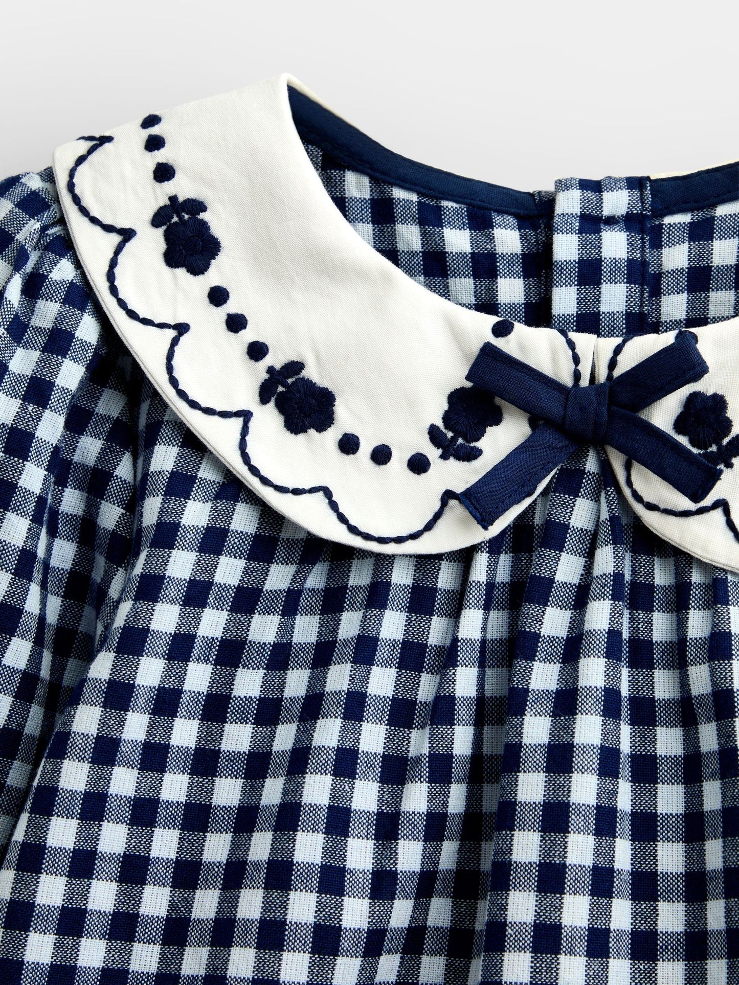 Dsiney Kidz - JoJo Maman Bébé Navy Blue Gingham Collared Blouse image 3