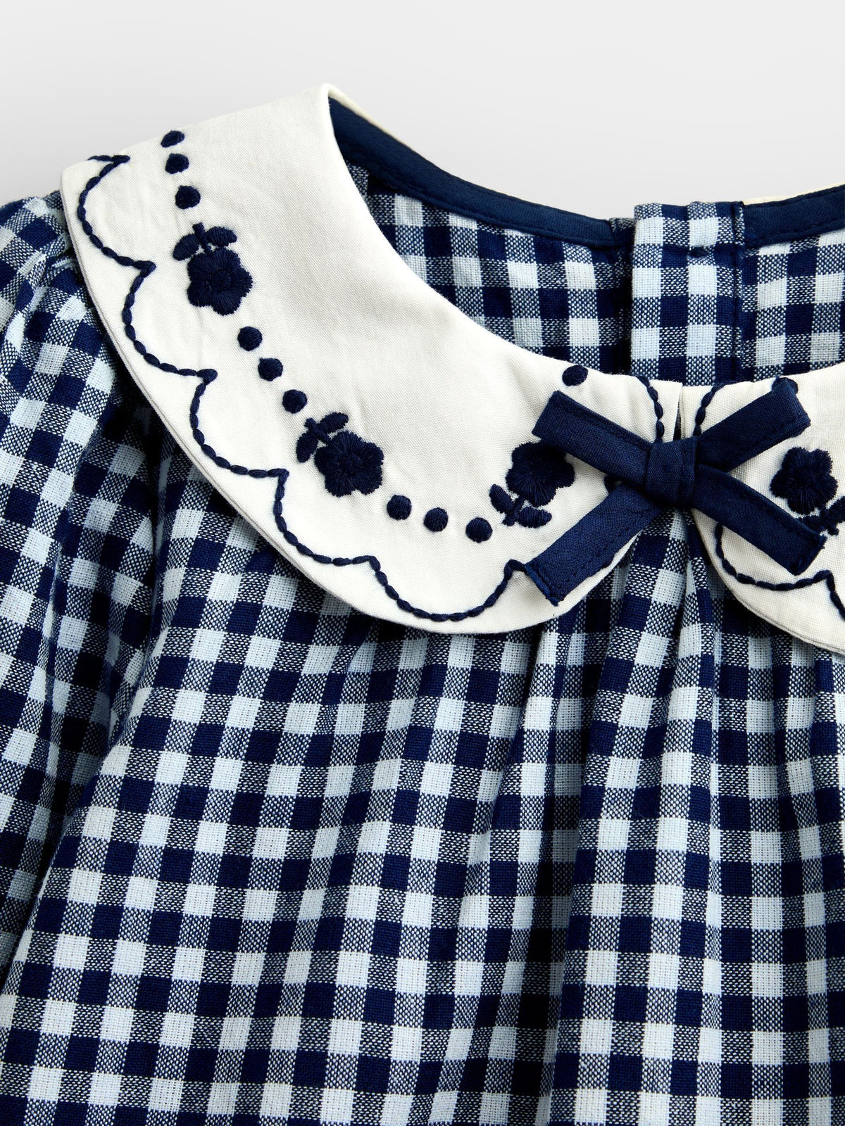 Dsiney Kidz - JoJo Maman Bébé Navy Blue Gingham Collared Blouse image 3