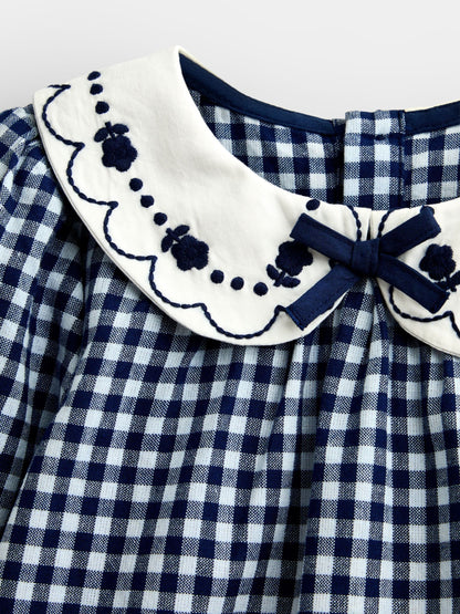 Dsiney Kidz - JoJo Maman Bébé Navy Blue Gingham Collared Blouse image 3