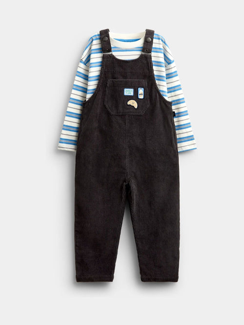 Jojo Maman Bébé Grey Snack Badge Dungaree image 1