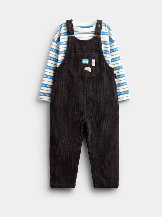 Jojo Maman Bébé Grey Snack Badge Dungaree image 1