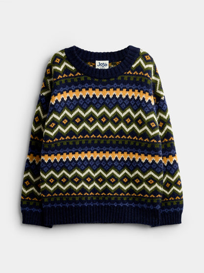 JoJo Maman Bébé Navy Blue Chunky Fairisle Jumper - image 2