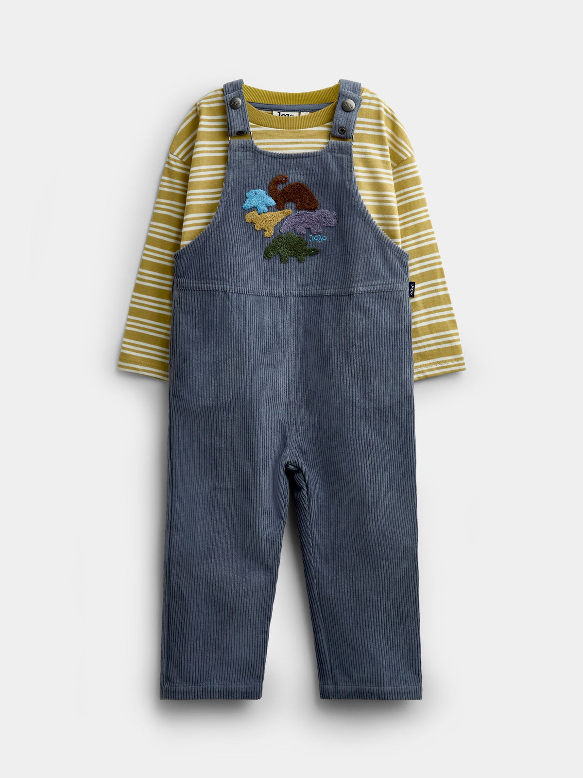 JoJo Maman Bébé Blue Dinosaur 2-Piece Dungarees & Top Set - image 1