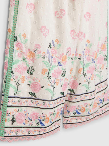 Dsiney Kidz - River Island Cream Cabbages & Roses Smock Frill Top & Trousers Set image 3