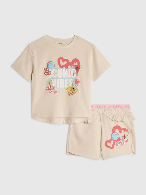 Dsiney Kidz - River Island Cream T-Shirt & Runner Shorts Set image 1
