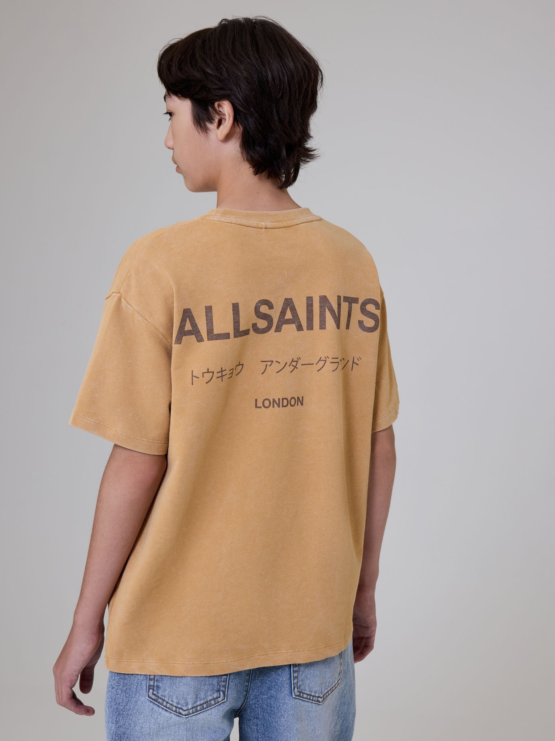 Dsiney Kidz - smALLSAINTS Washed Yellow Oversized Underground Crew Neck Cotton T-Shirt image 1