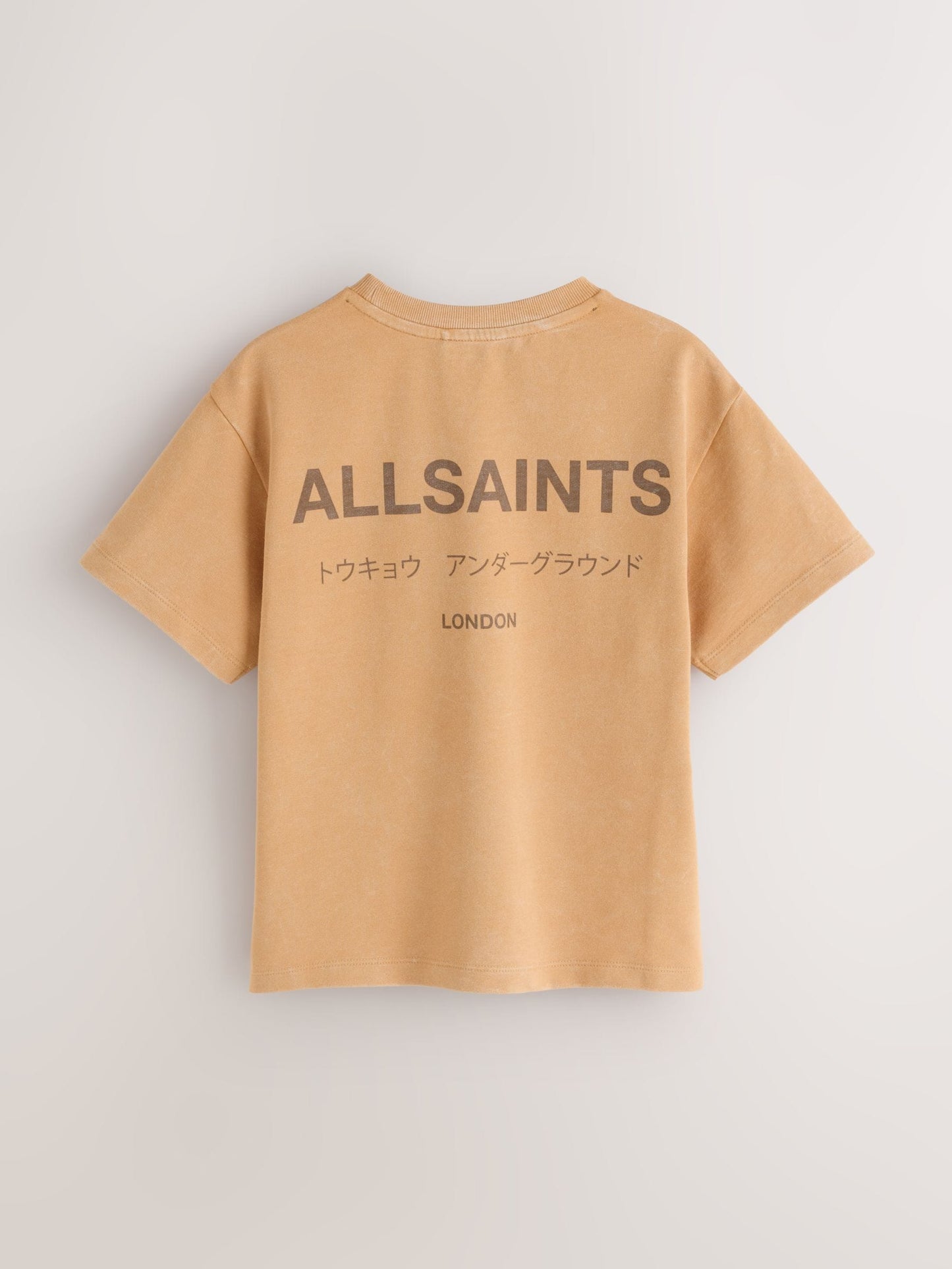 Dsiney Kidz - smALLSAINTS Washed Yellow Oversized Underground Crew Neck Cotton T-Shirt image 2