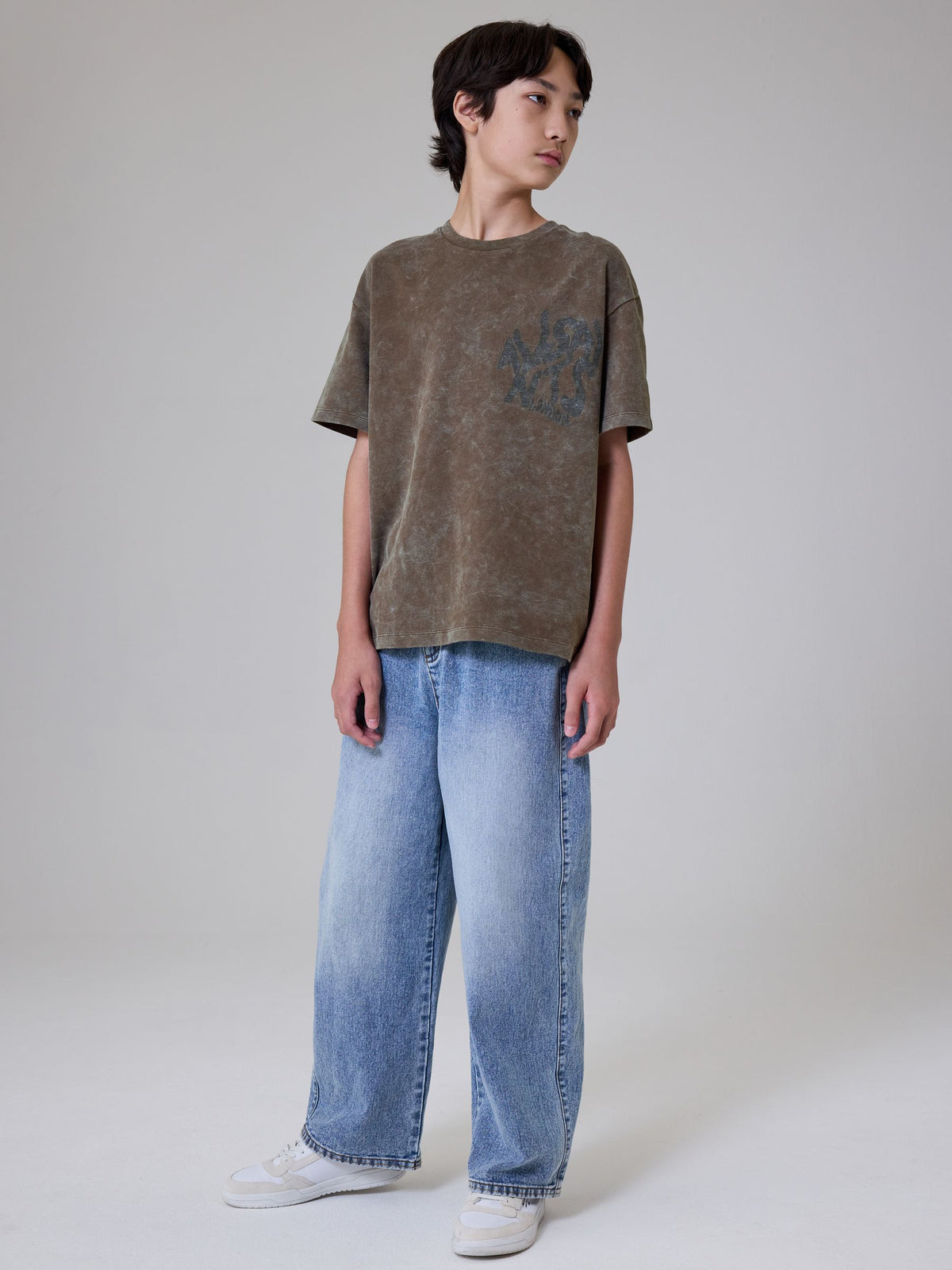 Dsiney Kidz - smALLSAINTS Washed Brown Oversized Orlando Logo Crew Neck T-Shirt image 2