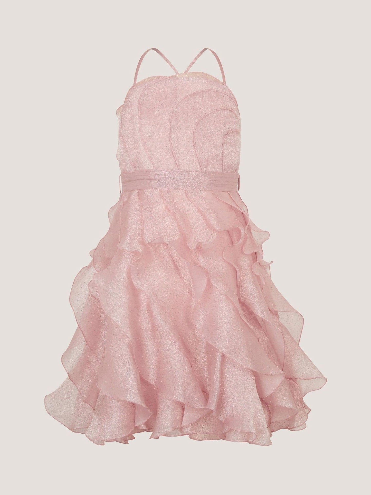 Monsoon Pink Glitter Ruffle Party Dress image 1