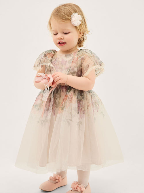 Dsiney Kidz - Monsoon Pink Baby Vintage Flower Tulle Party Dress image 1