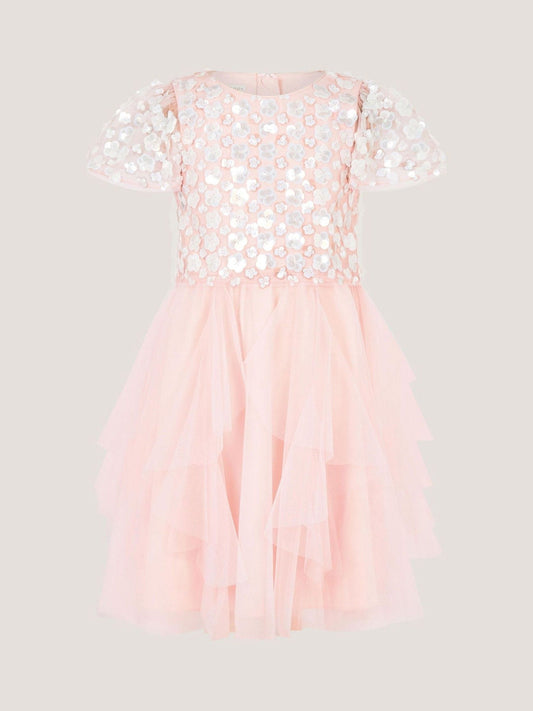 Dsiney Kidz - Monsoon Pink Inaya Floral Sequin Party Dress image 2
