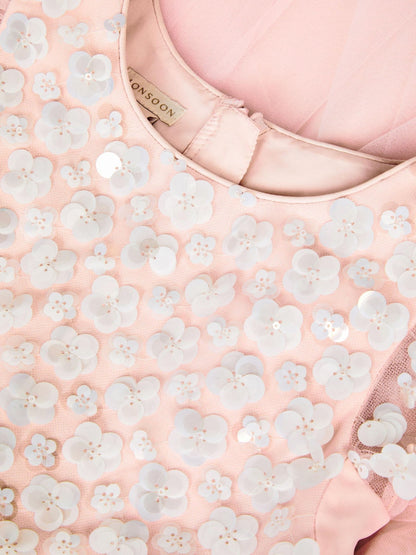 Dsiney Kidz - Monsoon Pink Inaya Floral Sequin Party Dress image 3
