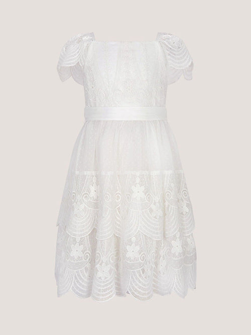 Dsiney Kidz - Monsoon Cream Isabel Lace Scallop Tiered Party Dress image 1