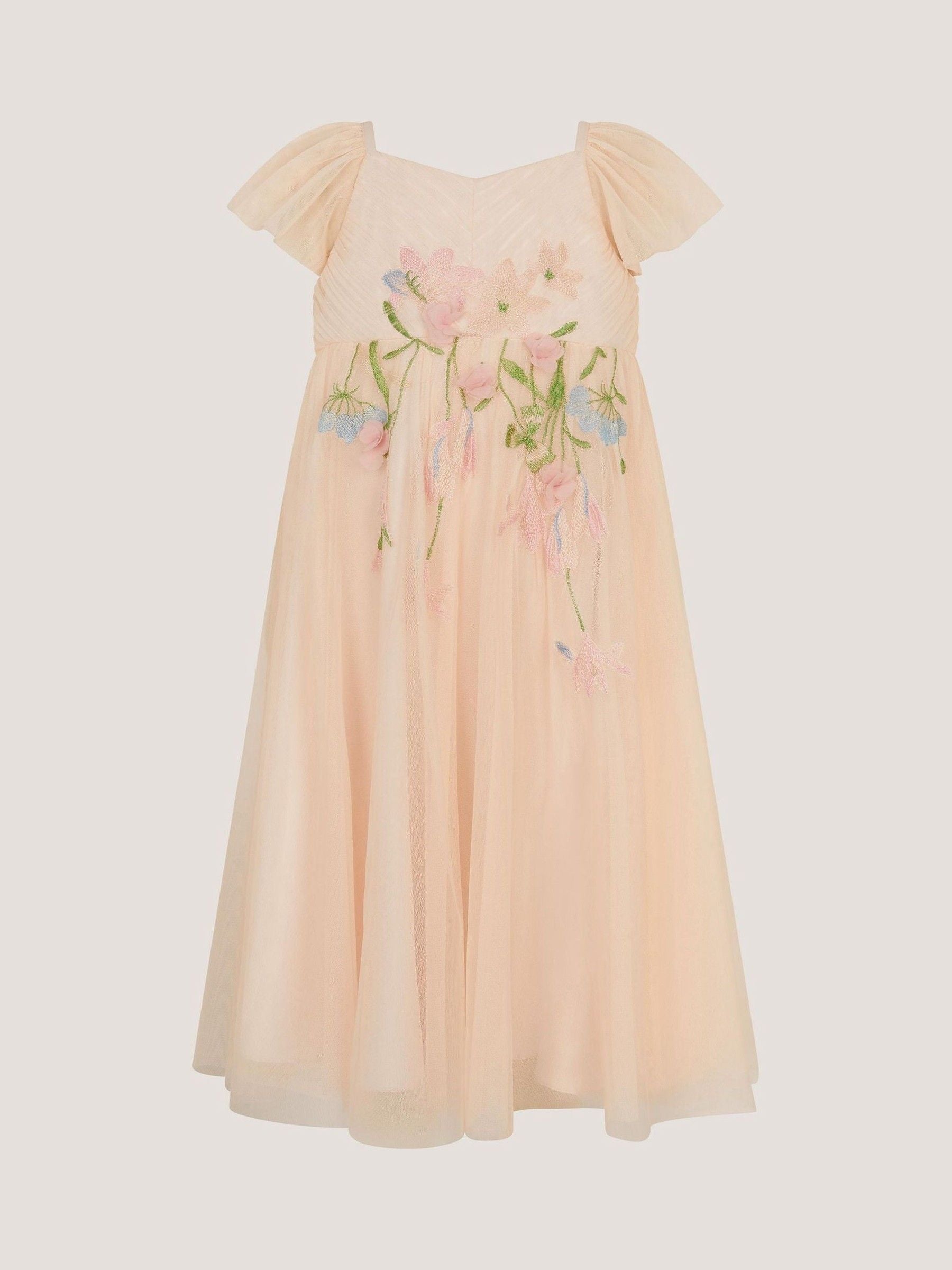 Monsoon Orange Estella Floral Embroidered Party Dress image 2