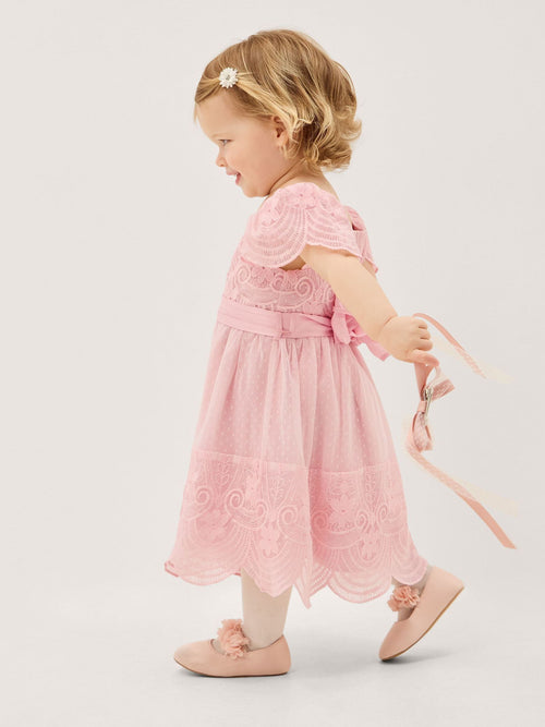 Dsiney Kidz - Monsoon Pink Isabel Lace Scallop Tiered Party Dress image 1