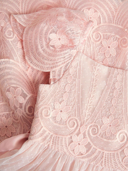 Monsoon Pink Isabel Lace Scallop Tiered Party Dress image 3