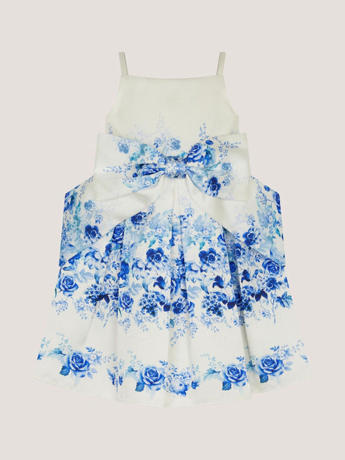 Dsiney Kidz - Monsoon Blue Baby Rose Print Bow Party Dress image 1