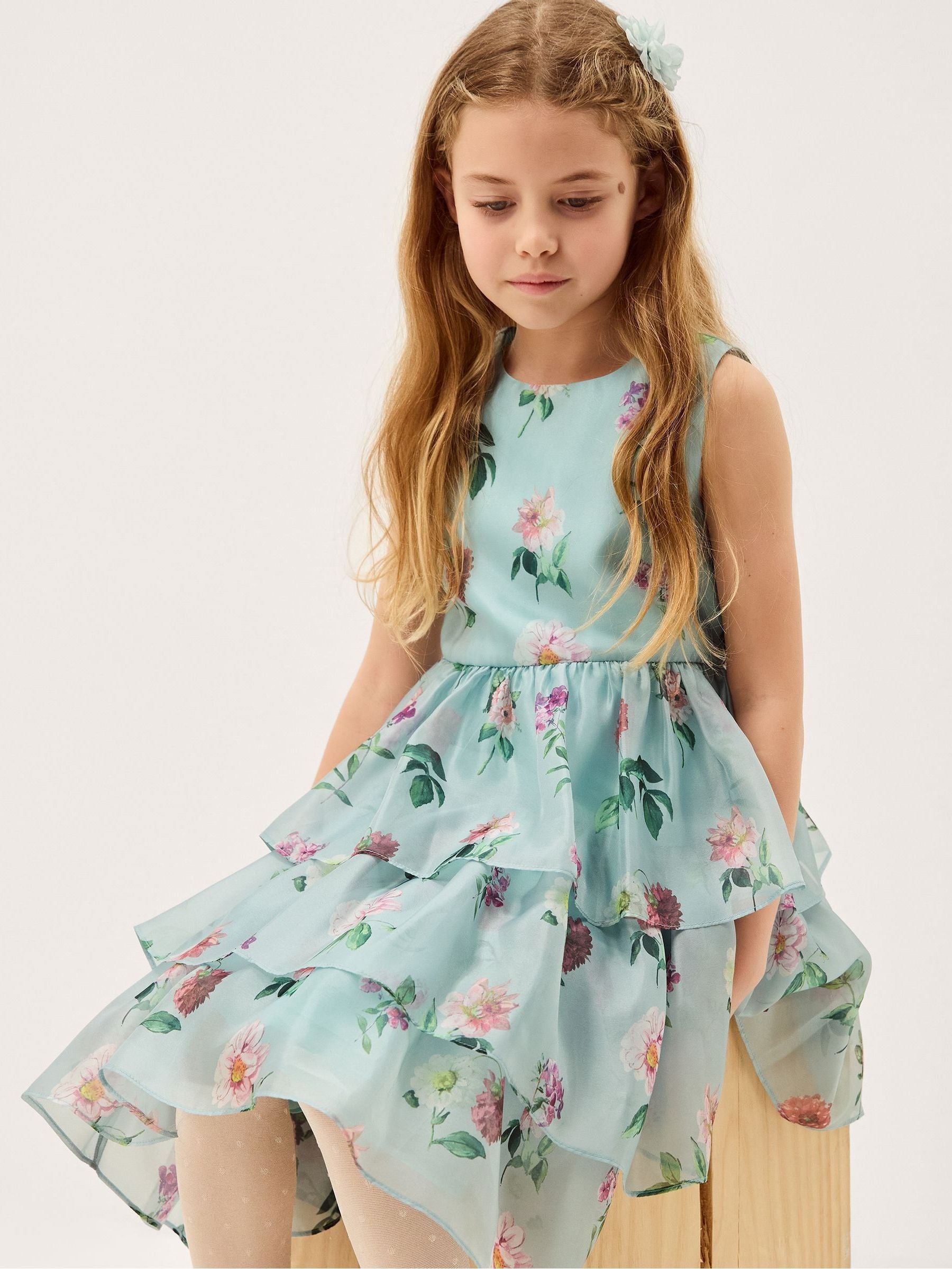 Monsoon Blue Calla Floral Organza Tiered Party Dress image 1