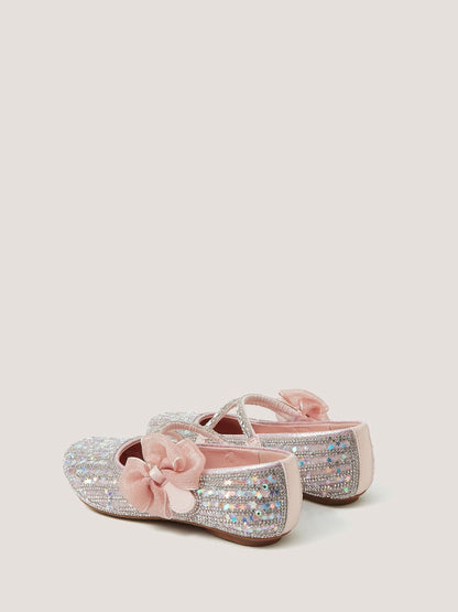 Monsoon Pink Embellished Bow Strap Ballet Flats image 2