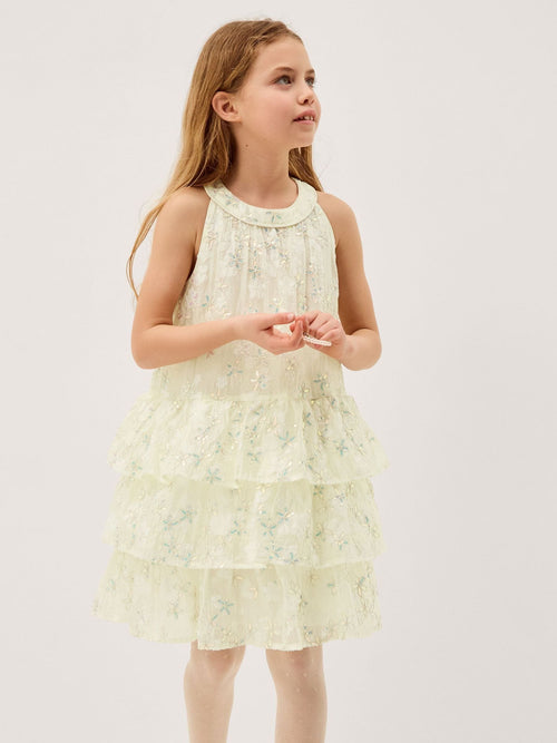 Dsiney Kidz - Monsoon Cream Georgie Sequin Jacquard Tiered Party Dress image 1