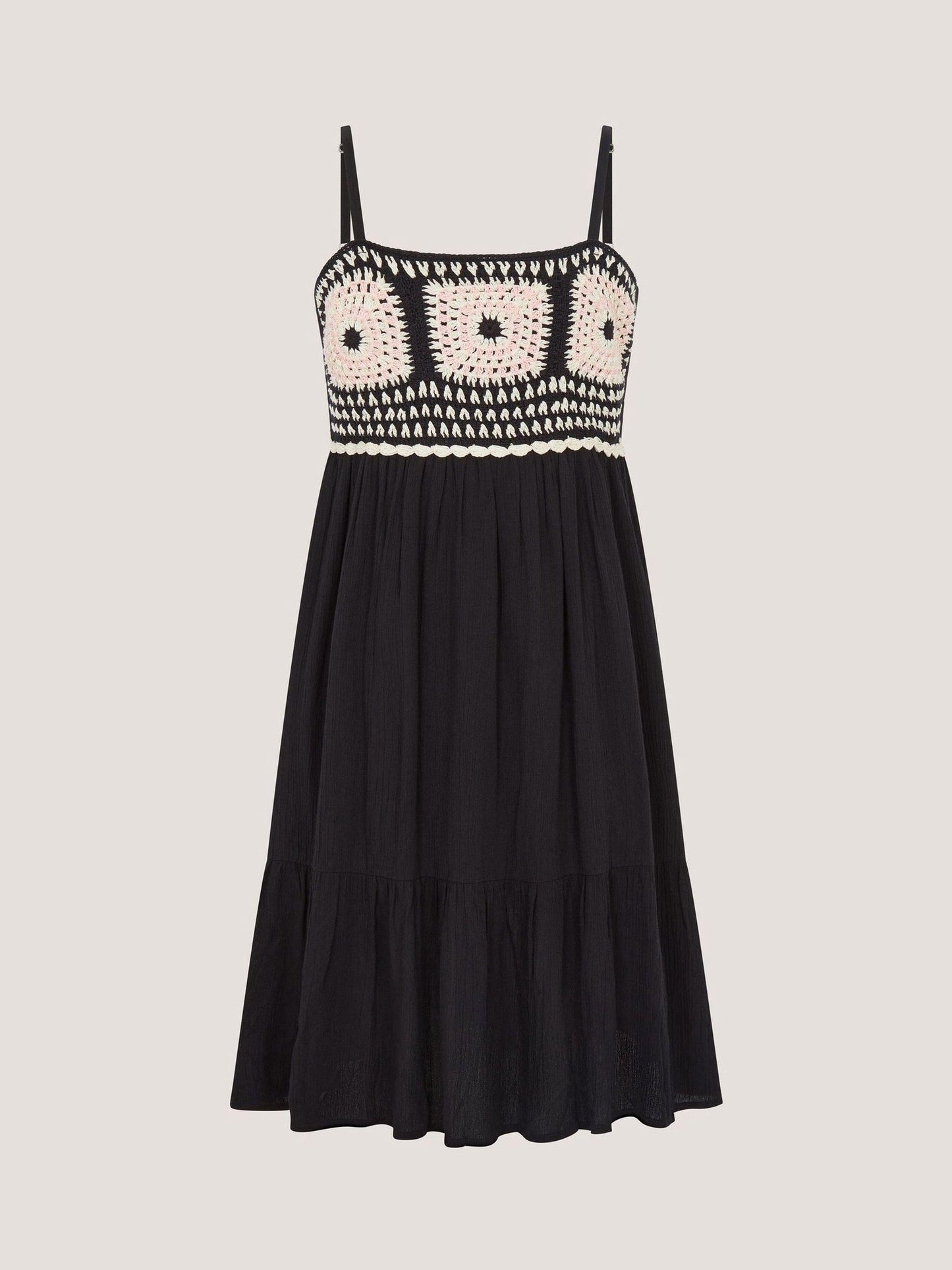 Monsoon Black Crochet Sleeveless Dress image 1