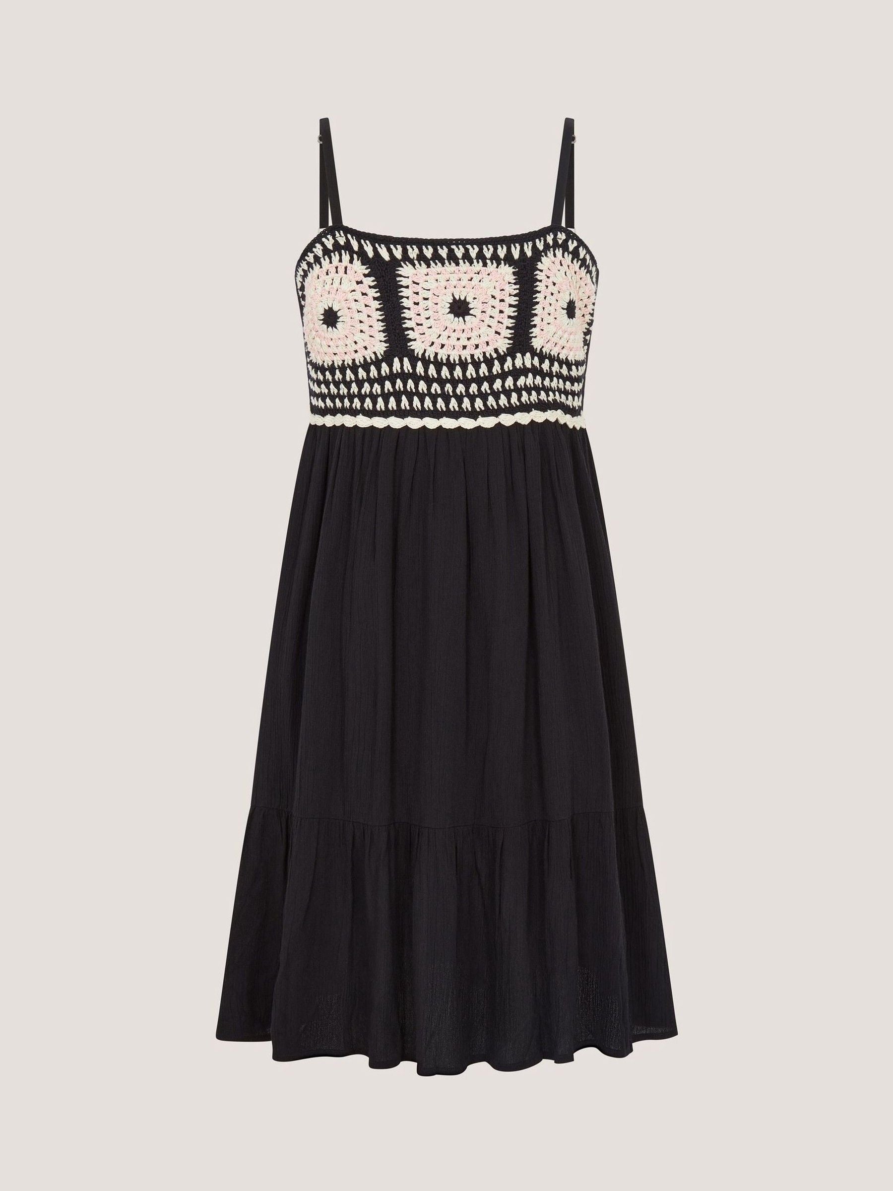 Monsoon Black Crochet Sleeveless Dress image 1