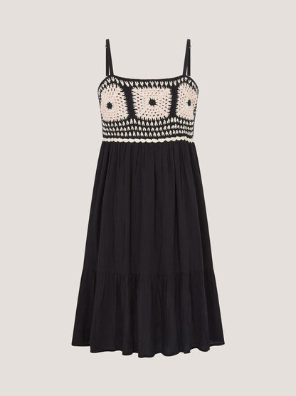 Monsoon Black Crochet Sleeveless Dress image 1