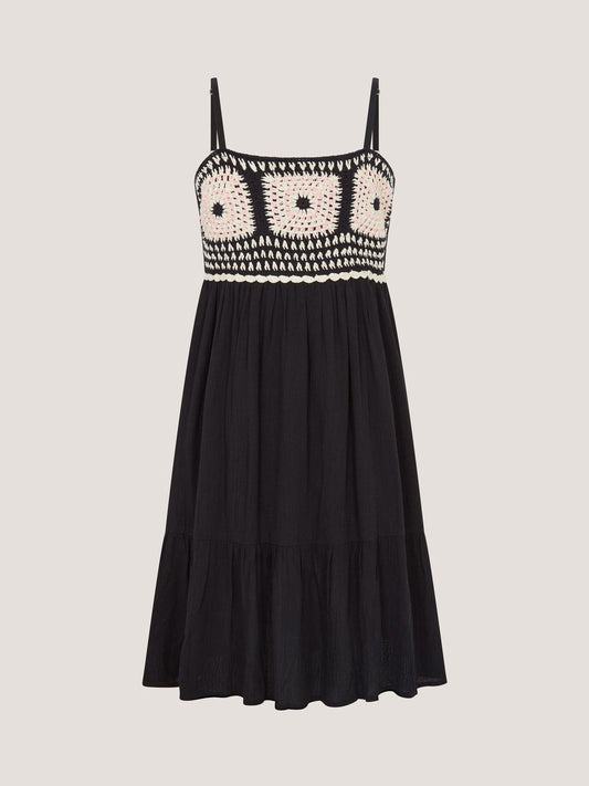 Monsoon Black Crochet Sleeveless Dress image 1