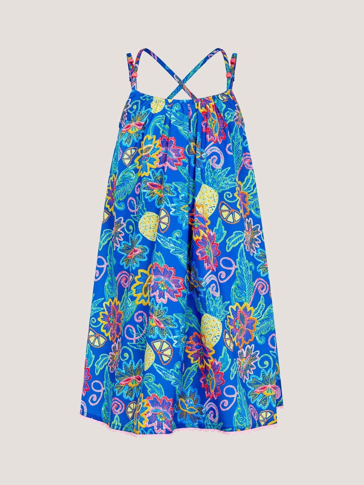 Monsoon Blue Tropical Floral Crossover Dress image 1