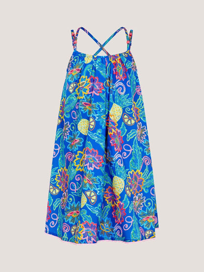 Monsoon Blue Tropical Floral Crossover Dress image 1