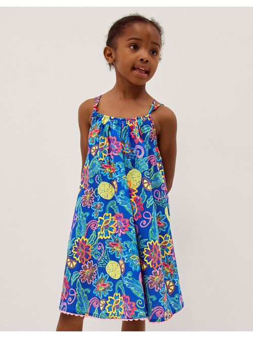 Dsiney Kidz - Monsoon Blue Tropical Floral Crossover Dress image 1