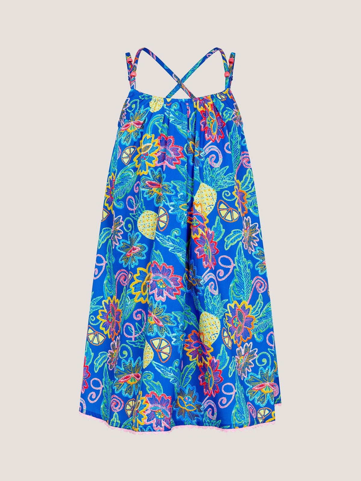 Dsiney Kidz - Monsoon Blue Tropical Floral Crossover Dress image 2