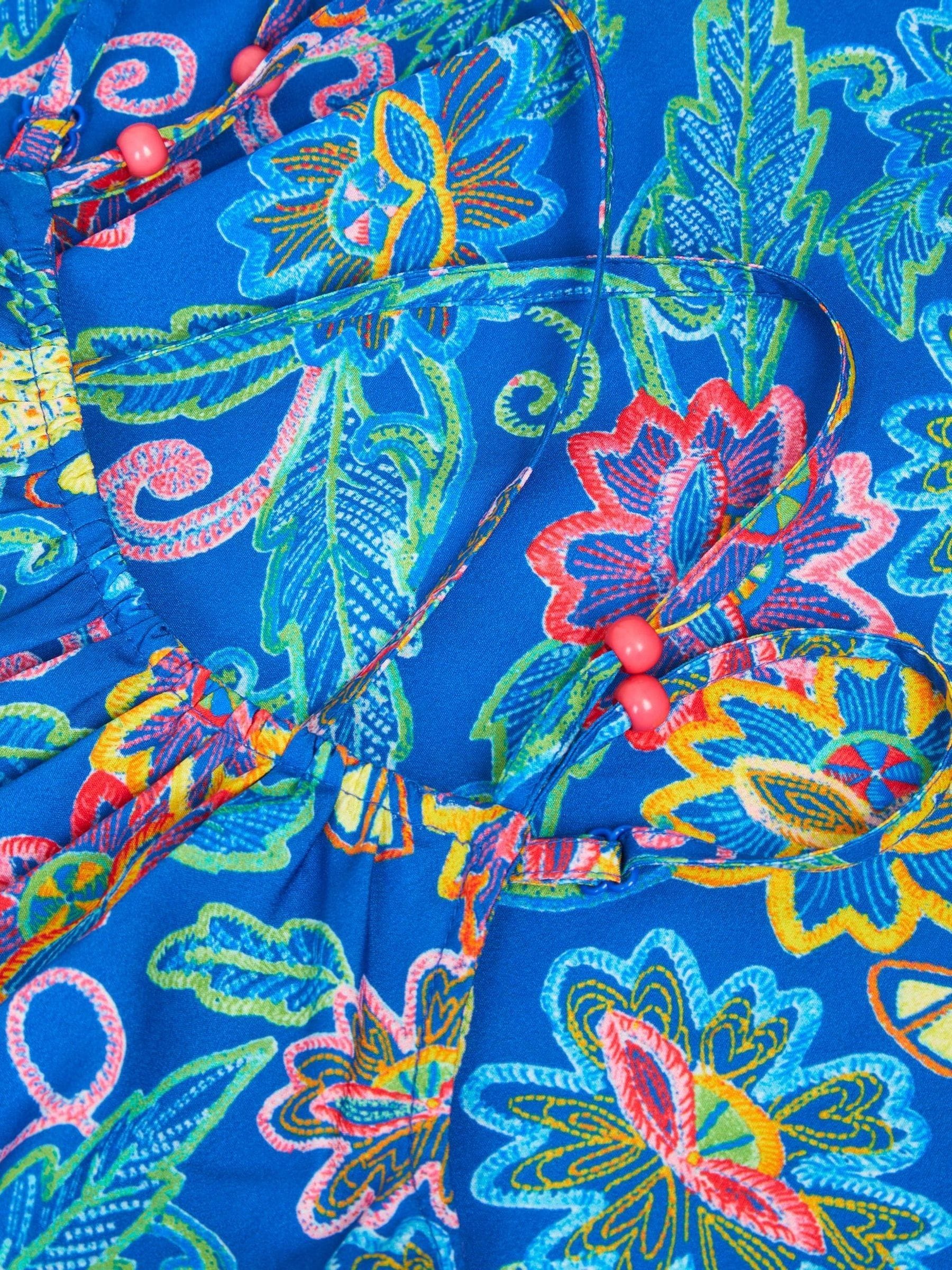 Monsoon Blue Tropical Floral Crossover Dress image 3