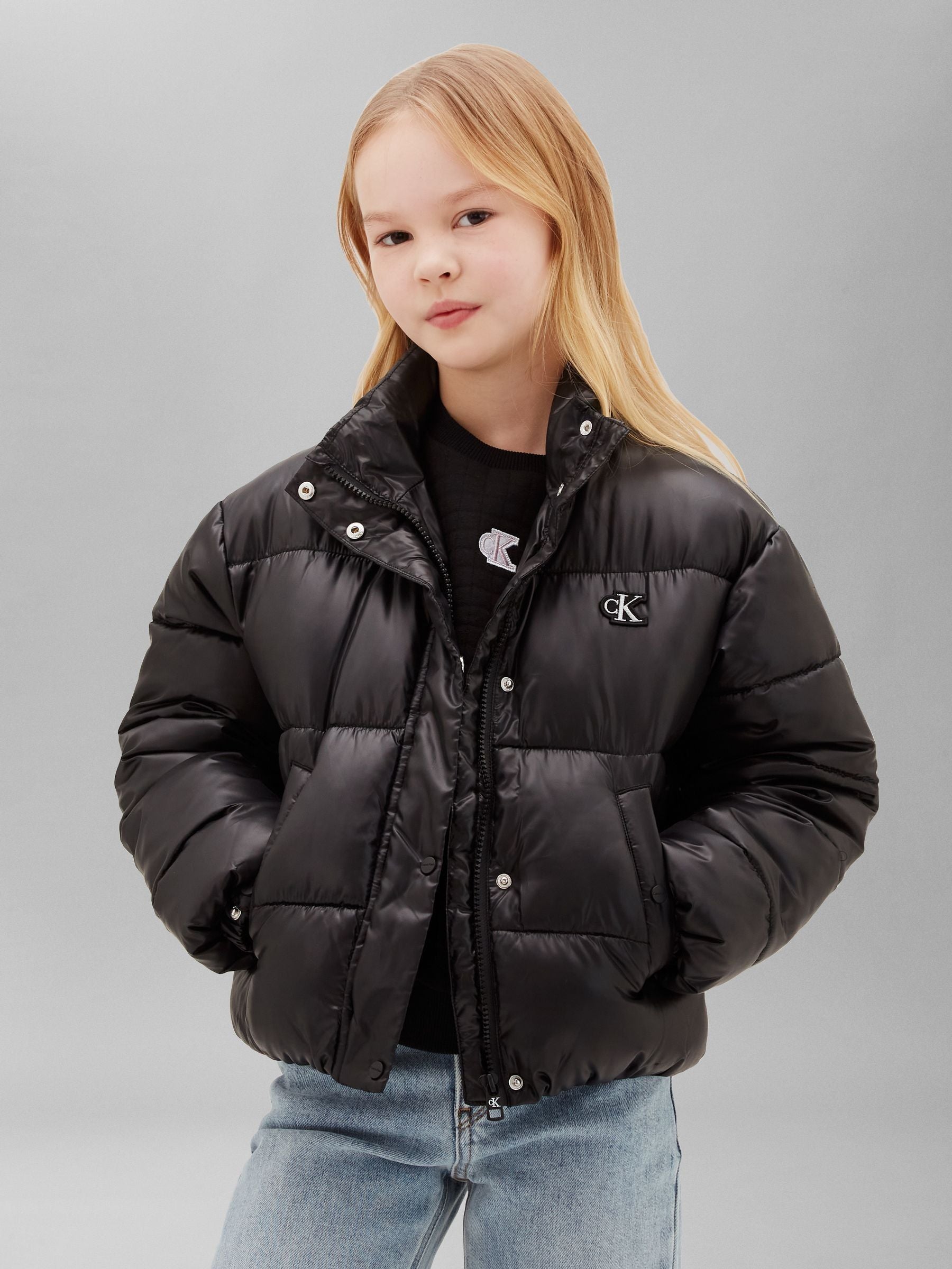 Dsiney Kidz - Calvin Klein Jeans Black Shiny Puffer Jacket image 1