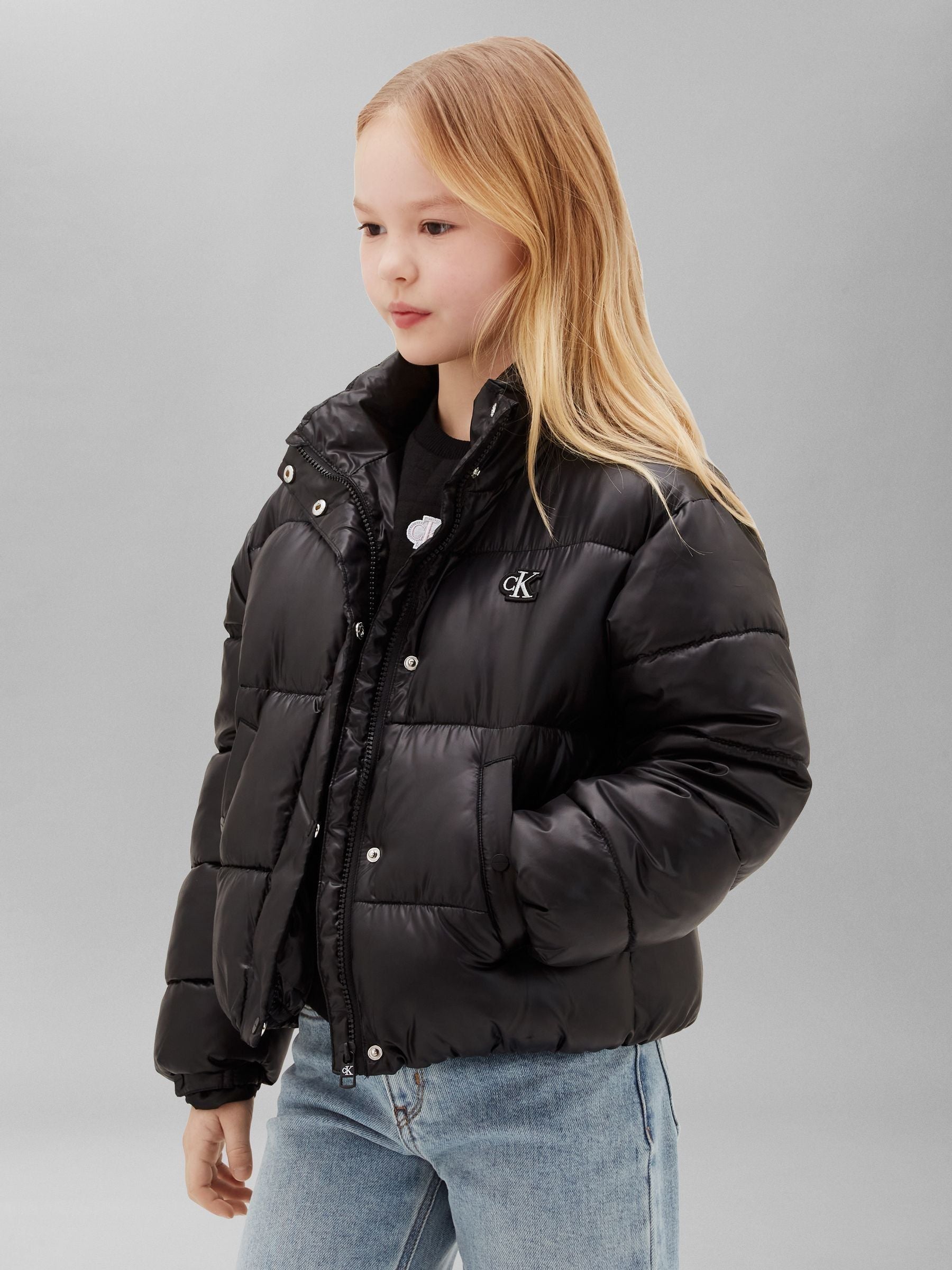 Dsiney Kidz - Calvin Klein Jeans Black Shiny Puffer Jacket image 3