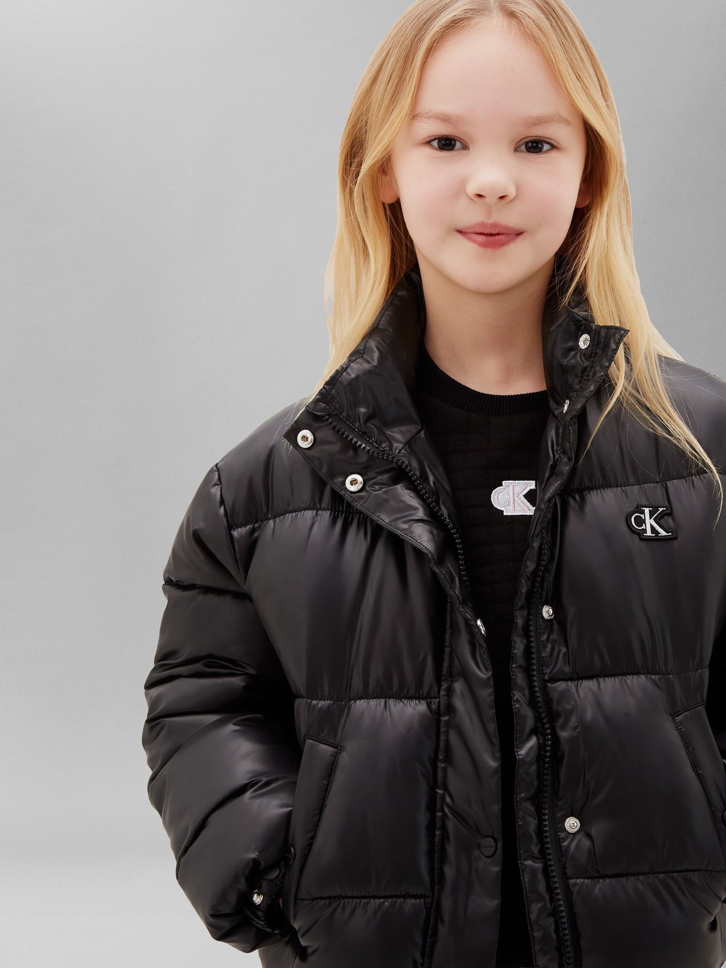 Dsiney Kidz - Calvin Klein Jeans Black Shiny Puffer Jacket image 4