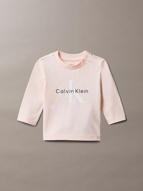 Calvin Klein Jeans Pink Newborn Long Sleeve Logo T-Shirt image 1