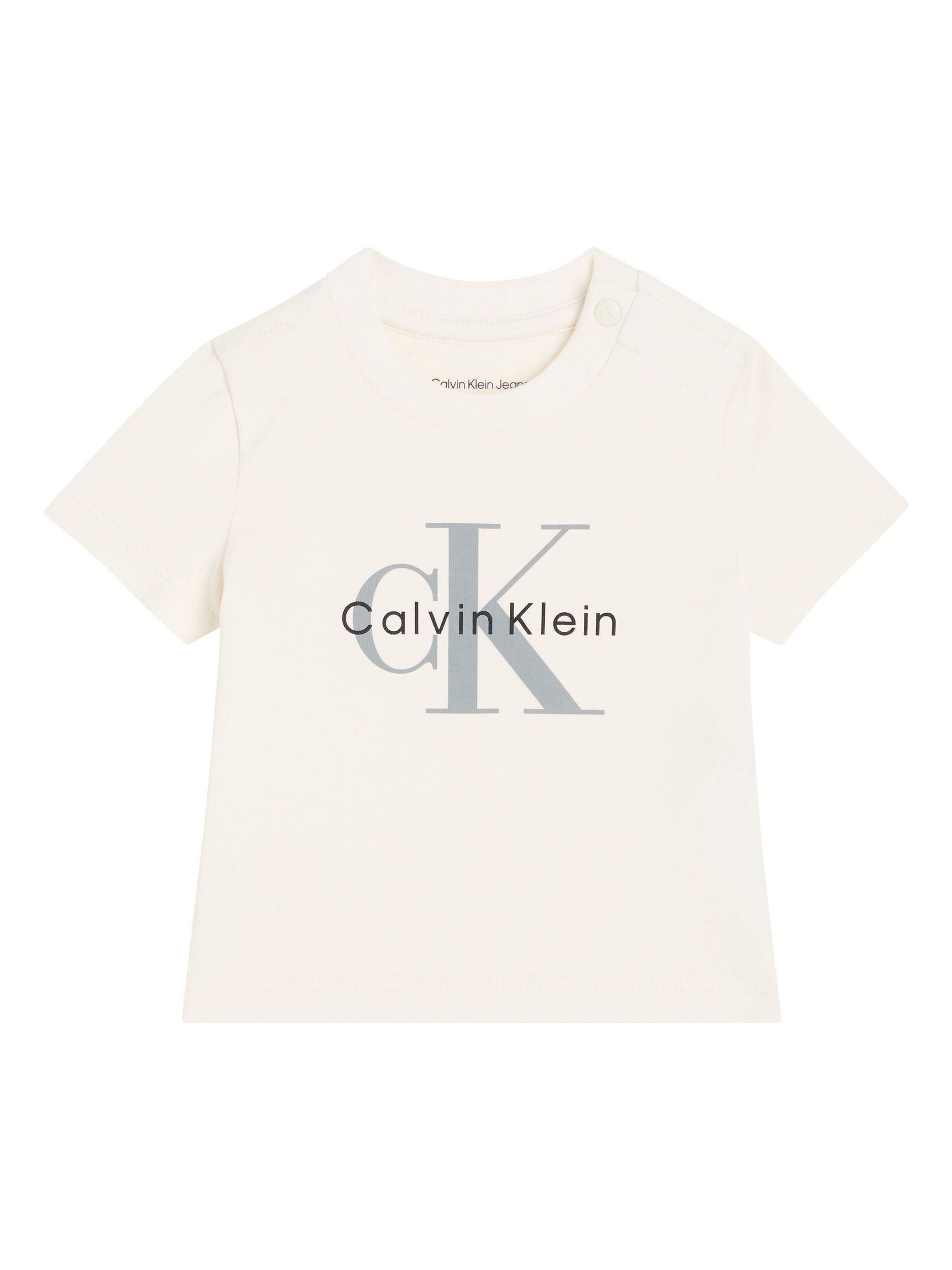 Calvin Klein Jeans Cream Newborn Signature Logo T-Shirt image 1