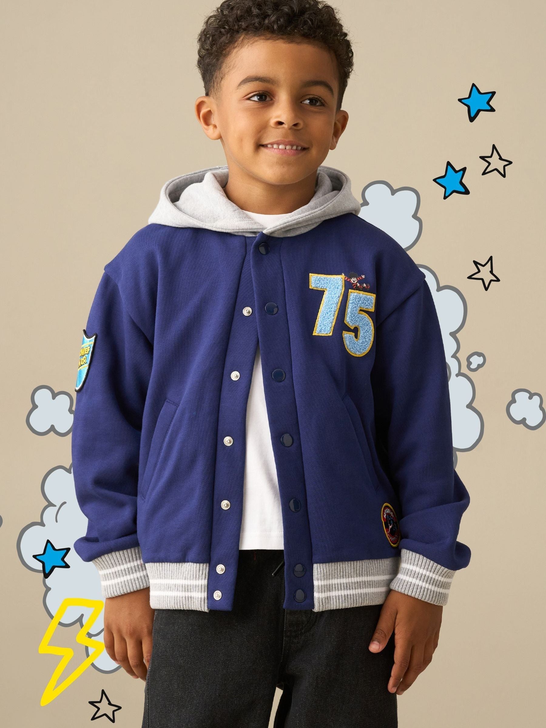 Dsiney Kidz - Angel & Rocket Blue Beano Varsity Jacket image 1