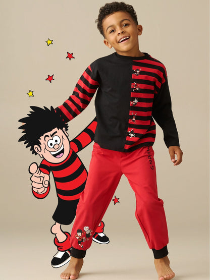 Angel & Rocket Red Beano Red & Black Stripe Printed Pyjamas - image 1